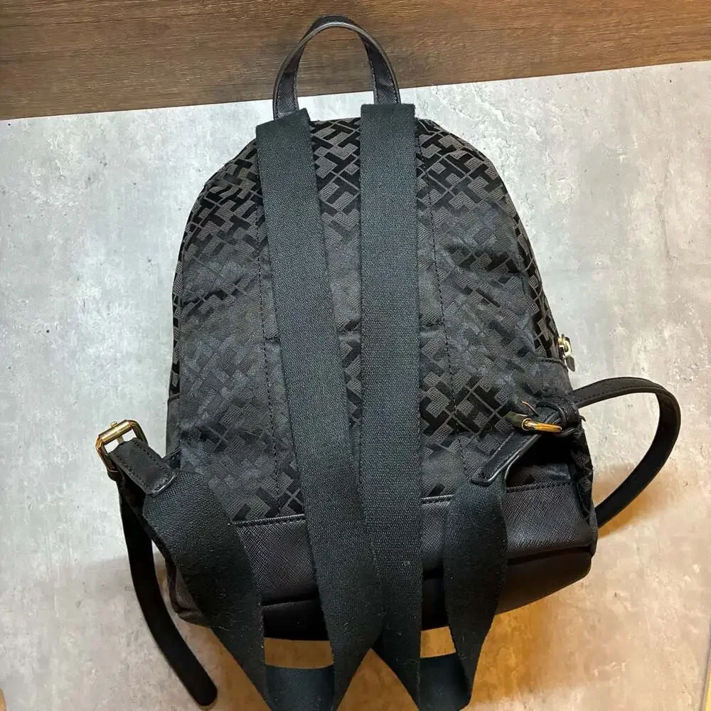 Tommy Hilfiger Charming Tommy Black Nylon Quilted Mini Backpack Gold Hardware